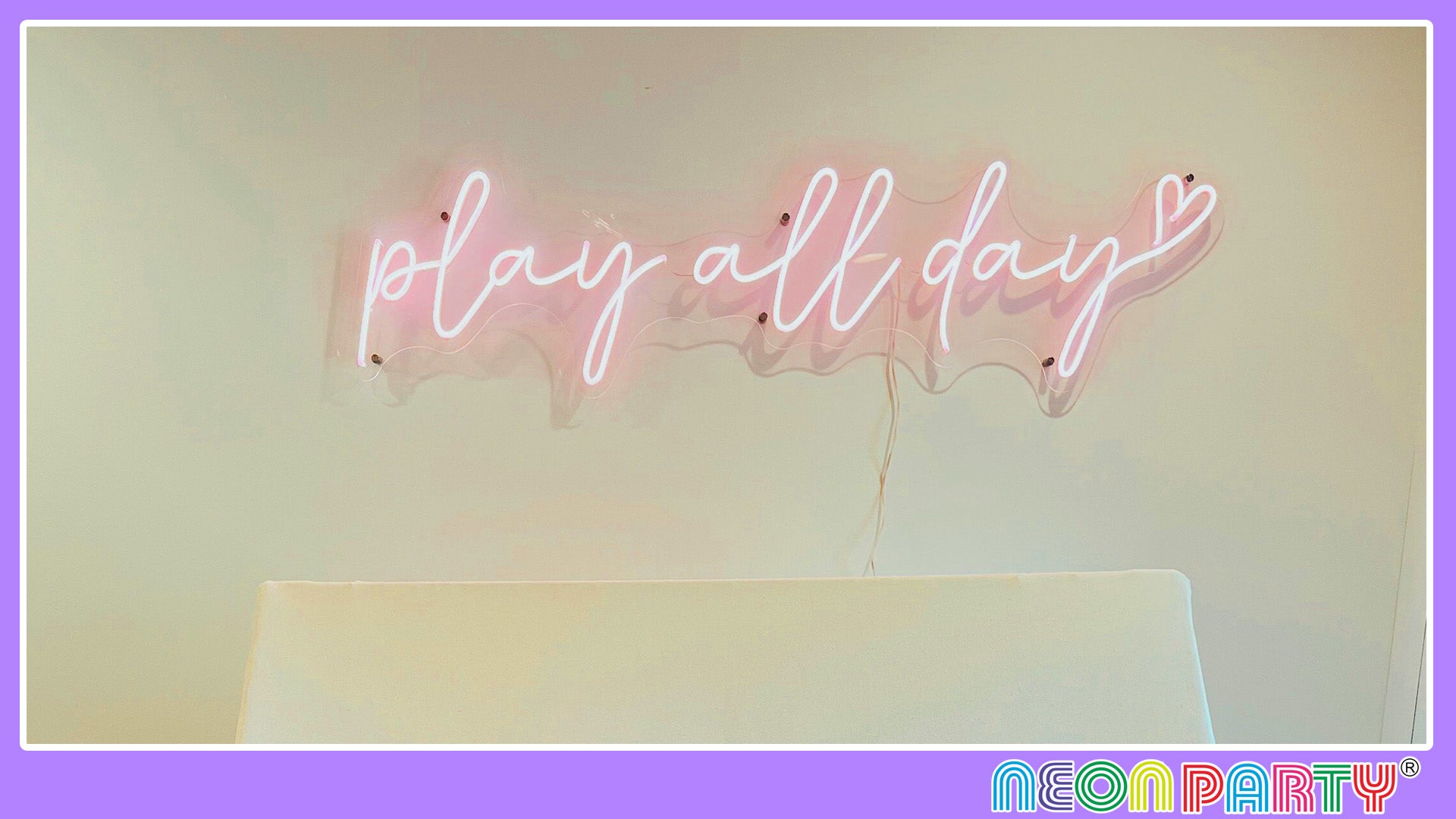 Neonpartys®UK_Light pink 'play all day' Neon Wall Art For Playroom