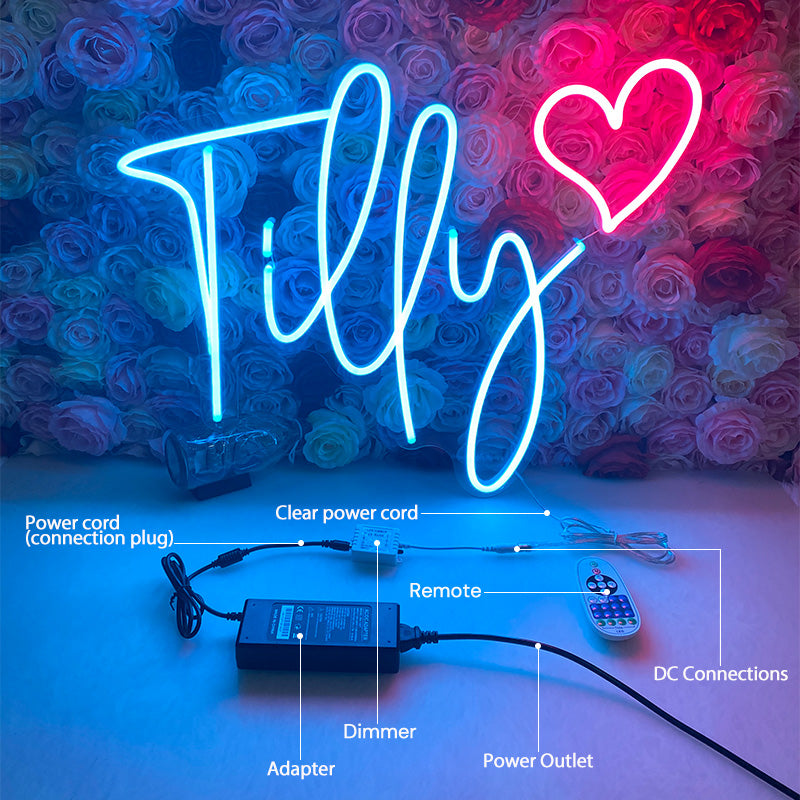 Name with Heart Neon Sign