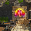 Colourful coconut tree neon art