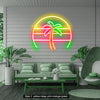 Colourful coconut tree neon art