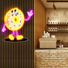 Donut cartoon character neon sings
