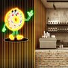 Donut cartoon character neon sings