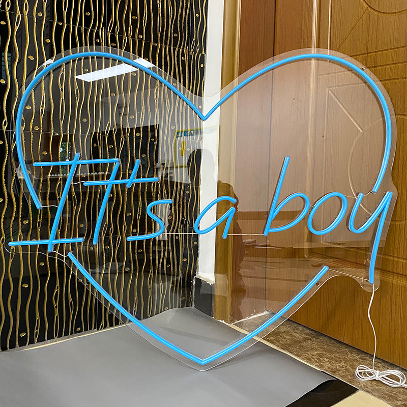 It's a boy & heart neon sign