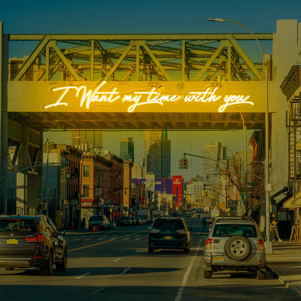 I want my time with you' neon light