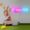 Customizable name neon with easter rabbit