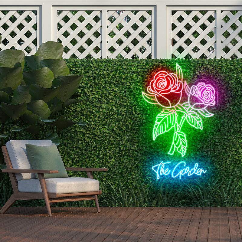 Personalized rose neon sign for garden