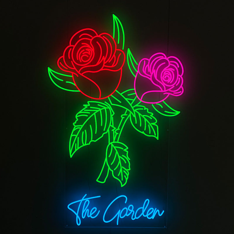 Personalized rose neon sign for garden