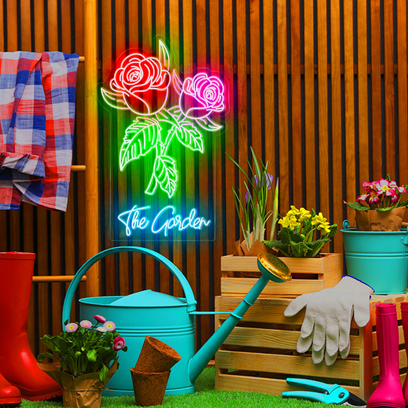Personalized rose neon sign for garden