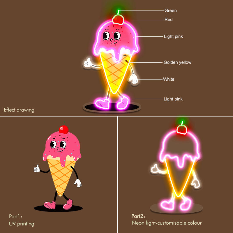 Cute ice cream model neon light