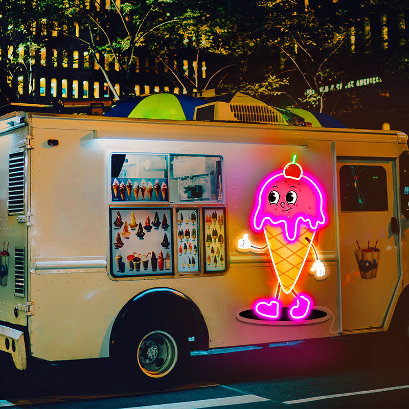 Cute ice cream model neon light