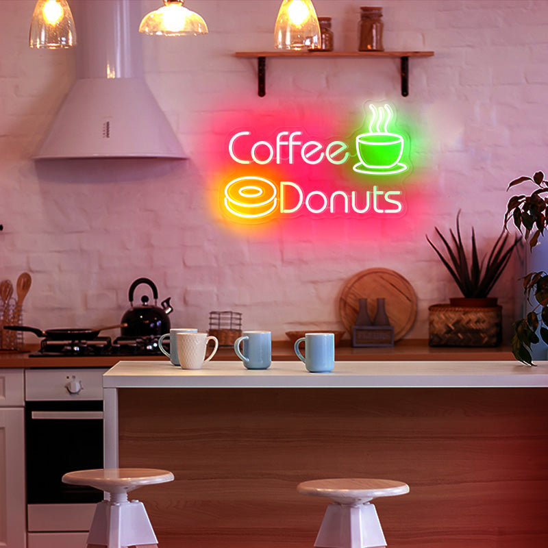 Coffee donuts Aesthetic neon