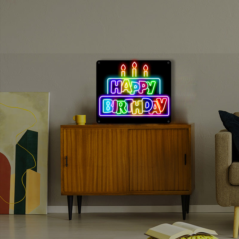Colorful Happy Birthday Neon Light