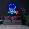 Funny skull rose neon