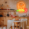 Funny skull rose neon