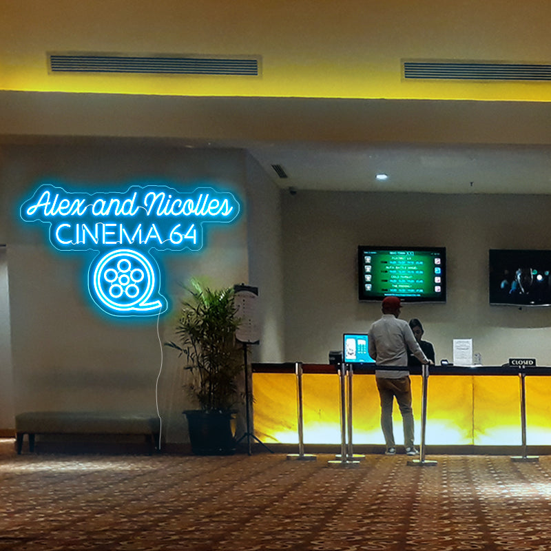 Alex and Nicolles cinema 64 Neon lights - neonpartys.co.uk