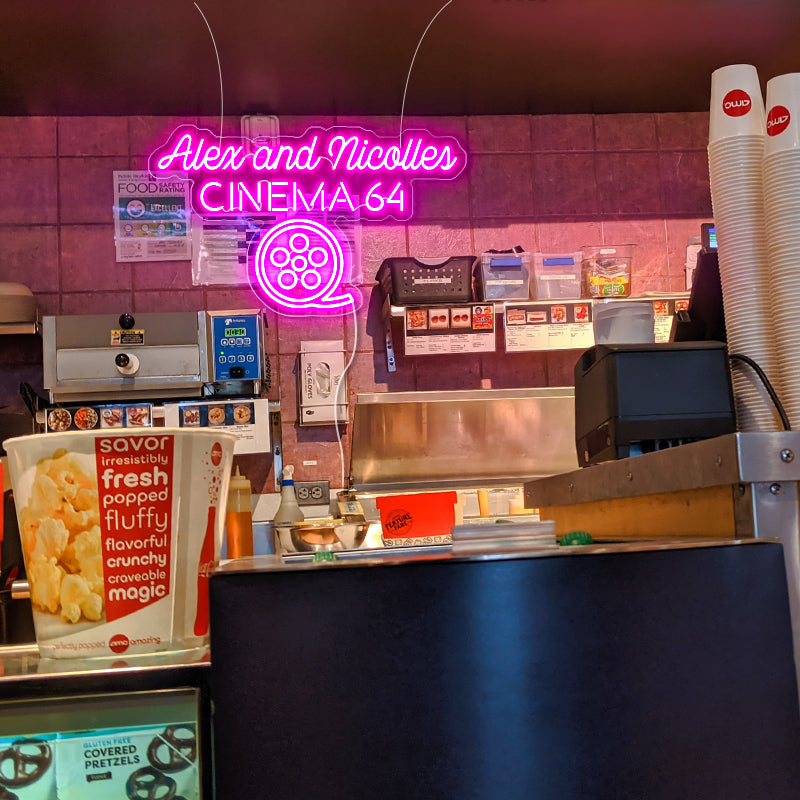 Alex and Nicolles cinema 64 Neon lights - neonpartys.co.uk