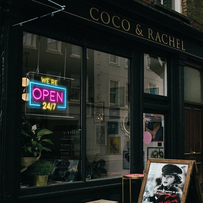 We're Open 24/7 Sign - neonpartys.co.uk