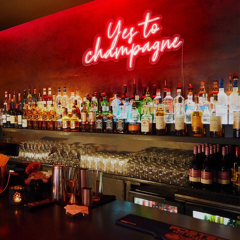 Yes to Champagne neon sign - neonpartys.co.uk