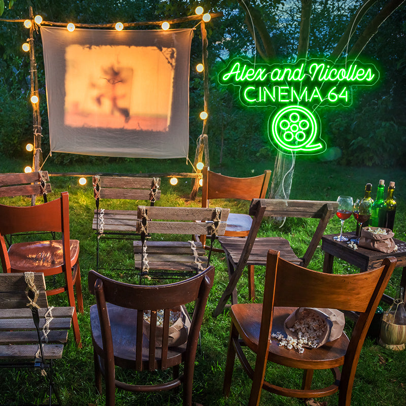 Alex and Nicolles cinema 64 Neon lights - neonpartys.co.uk