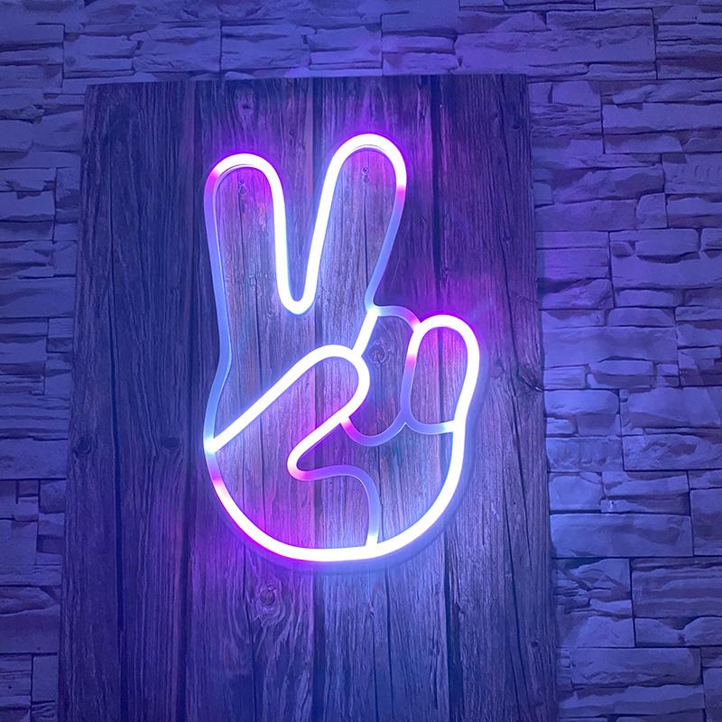 Peace Hand Neon Sign - neonpartys.co.uk