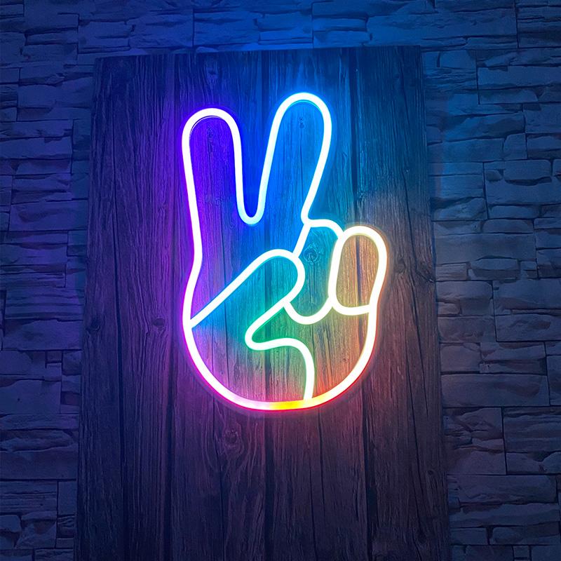 Peace Hand Neon Sign - neonpartys.co.uk