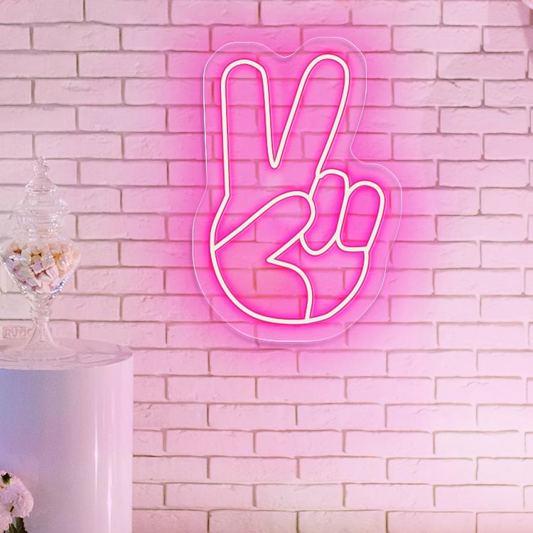 Peace Hand Neon Sign - neonpartys.co.uk