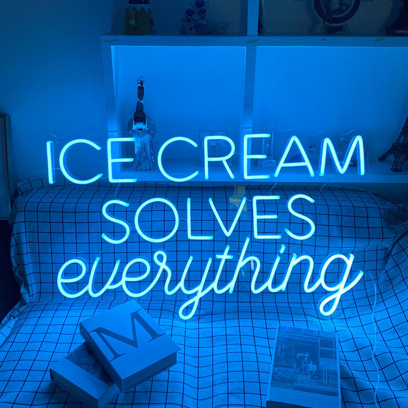 Ice cream solves everything neon light