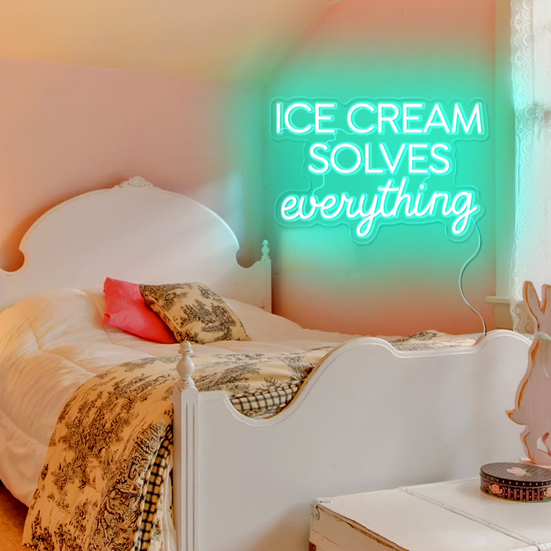 Ice cream solves everything neon light