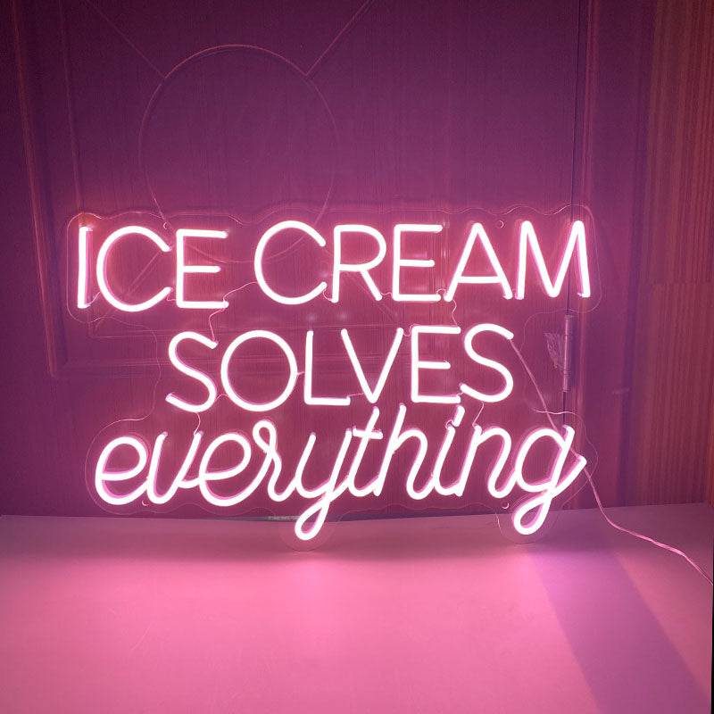 Ice cream solves everything neon light